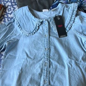 Denium blouse nice crop style thick